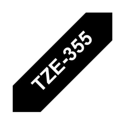 Páska do štítkovače Brother TZe-355 24mm, bílý tisk/černý podklad