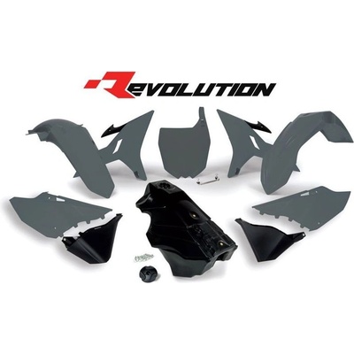 Rtech sada plastov Yamaha - REVOLUTION KIT pre YZ 125/250 02-21 limit. edícia QUANTUM GREY šedo-černá 5 dielov vr. nádrže