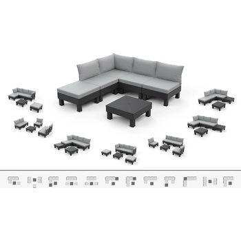 Keter Záhradný nábytok Elements 5miestny modulárny set grafitový