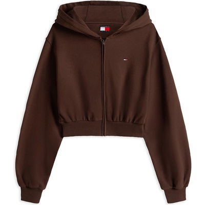 Tommy Hilfiger Суичър Tommy Jeans Women's Flag Full Zip Cropped Hoodie - Rich Brown