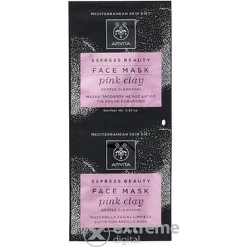 Apivita Express Beauty Pink Clay jemná čistiaca pleťová maska pre okamžité rozjasnenie 2 x 8 ml