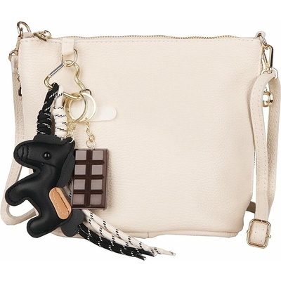 Luka Malá/střední béžová kožená crossbody kabelka no. 110
