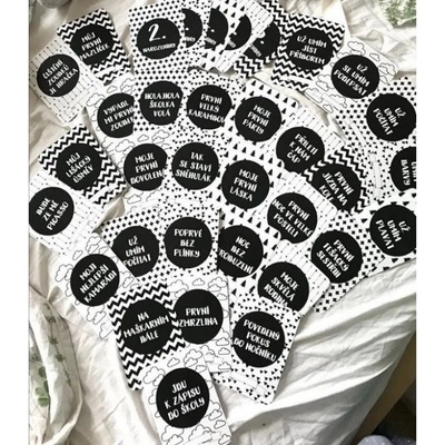 Pokračovací milníkové kartičky (35 ks) - Black and white (Unisex)