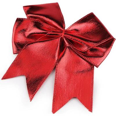 Vánoční mašle metalická - (13x12 cm) červená