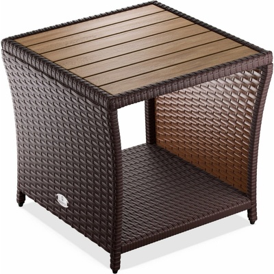 DB Garden Zahradní odkládací stolek Gerad 45 cm polyratan/akácie hnědý