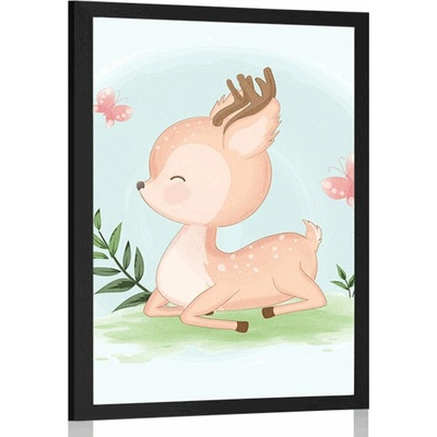 Plakát roztomilý srneček - 60x90 black