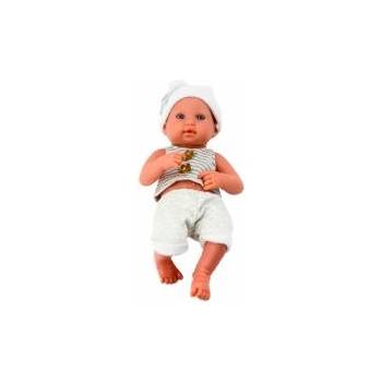 LeanToys Baby doll in white and gray clothes, hat, pacifier, and blanket