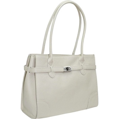 Maxmoda Alcina Talianska dámska kožená taška cez rameno 35×28 cm béžová