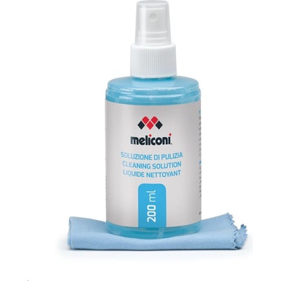 Meliconi Течност за почистване на екрани Meliconi C 200 200ml и кърпички от микрофибър 621001 (Meliconi 621001)