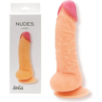 Дилдо с вендуза и тестиси, реалистично и гъвкаво, 19см. - Nudes Soulful (6006-01LOLA)