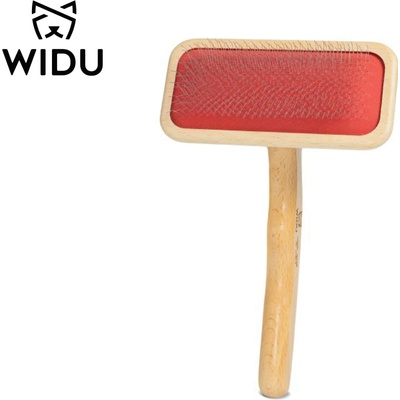 WIDU velký kartáč pro středně velké a velké dlouhosrsté psy a kočky z certifikovaného jasanového dřeva s galvanizovanými kovovými zuby 21,5 x 9,5 cm