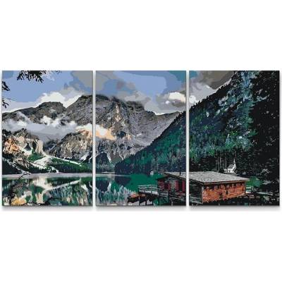 Painting Queens Painting Queens Horská chata sada 3 ks 60 x 80 cm vypnuté plátno na rám PBNSET/03ALPINEHOUSE/60 x 80_60 x 80_60 x 80/W