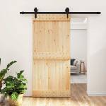 vidaXL Преплъзваща се врата Естествено и черно 95 x 210 cm (3445156)