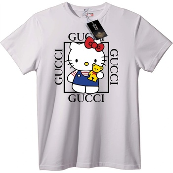 NOONEBRAND Gucci Hello Kitty Тениска с Мече - S, White