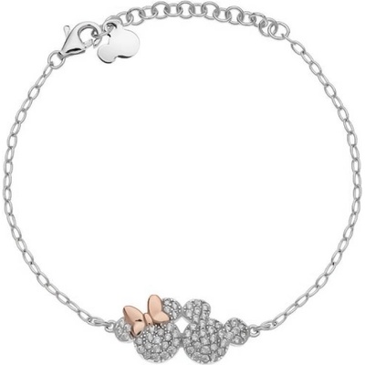 Disney Krásný stříbrný bicolor náramek Mickey and Minnie Mouse BS00048TZWL-55.CS