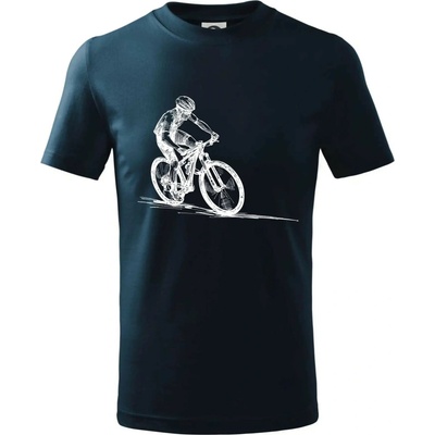 MTB kreslený cyklista tričko detské tmavomodrá