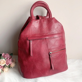 Image 1 of Червена кожена чанта/раница Италиански модел Е-7179