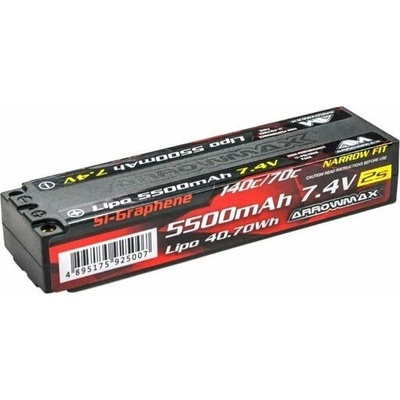 Arrowmax AM Lipo 5500 mAh 2S TC Narrow 7.4 V 70C Continuous 140C Burst Si-Graphene AM-700120