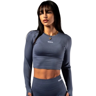 Seamless crop top s dlouhým rukávem POWER 892 šedý