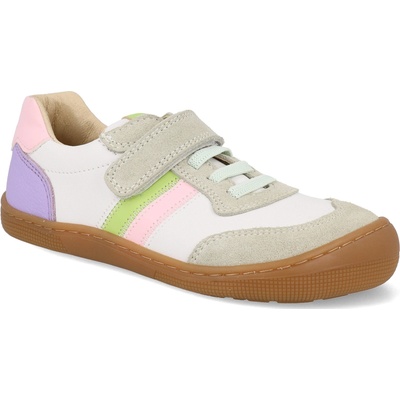 Koel Barefoot detské tenisky Dylan II Leather 3.0 Dark grey sivé/ružový pruh