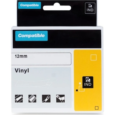 Páska PrintLine kompatibilní s DYMO 8432 Páska, pro tiskárny štítků, kompatibilní s DYMO 8432, 12mm, 5.5m, černý tisk/žlutý podklad, RHINO, vinylová PLTD53