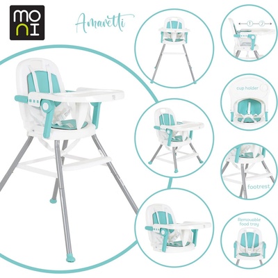 Moni Стол за хранене 3в1 Amaretti мента