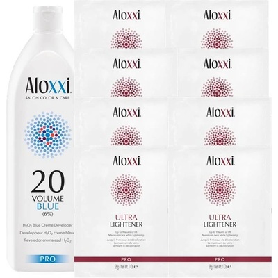 Aloxxi Profesionální vlasová kosmetika Los Angeles Ultra melír 8x28g s modrým oxidačním krémem 6% 500 ml