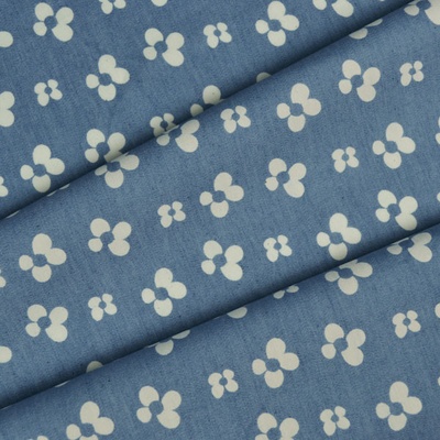 Takoy Tenká džínovina/ jeans 120g potisk kvítečky tmavě modrá