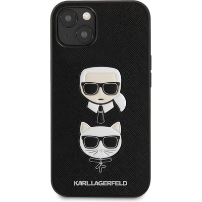 Karl Lagerfeld PU Saffiano Karl and Choupette Heads pro iPhone 13 čierne