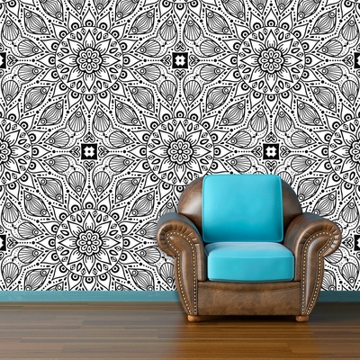 Tapeta SABLIO Bílé mehendi, rozměry 336x220 cm