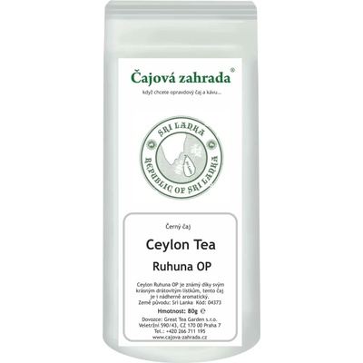 Čajová zahrada Ceylon Ruhuna OP černý čaj s plnou chutí 1 kg