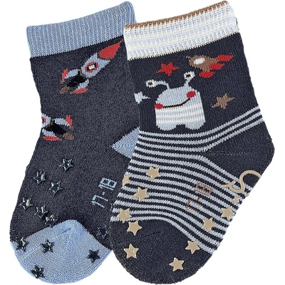 Sterntaler Бебешки чорапи за пълзене Sterntaler - Космос, 15/16 размер, 4-6 месеца, 2 чифта (8111621-300)
