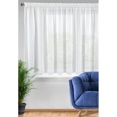 Hladký bílý voál LUX s olůvkem - 160 cm obšití okrajů a tunýlek 6 cm 160
