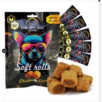 Fine Dog mini soft rolls chicken and liver 5*10gr - Меки ролца с пълнеж от пилешко и черенд роб 5*10гр