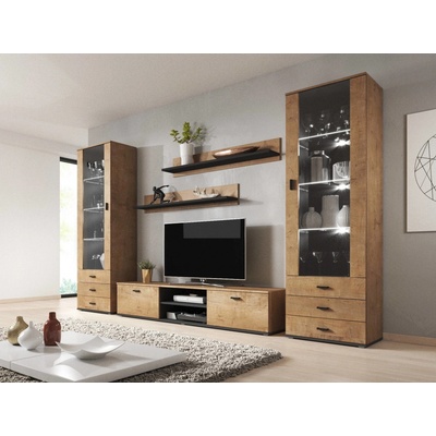 Obyvacia stena Cama Meble SOHO 4 čierny mat biely lesk