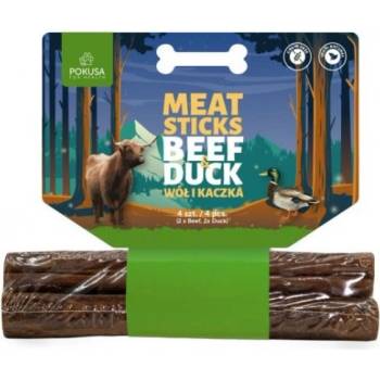 POKUSA FEEL THE WILD - Meat sticks: Beef and Duck - Натурални месни дъвки (месни пръчици) - говеждо и патица, 100% натурални деликатеси от мускулно месо, 14, 5 см, 64 гр - Полша