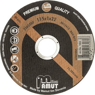Mamut Kotúč rezný 125 x 2,0 x 22,23 mm Z46S5BF 186520