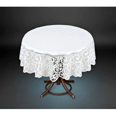 MyBestHome Žakárový ubrus Kenan bílá Ø 100 120cm Ø 100cm