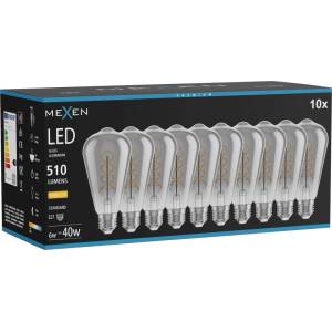 Mexen Vintis 10x крушка с нажежаема жичка спирала LED E27, ST64, 6W, Топла - 2700K, 510 lm, (L162-E27-0627-70x10)