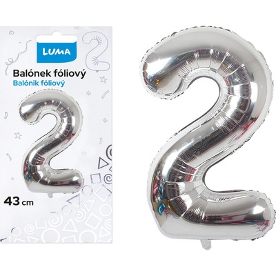 LUMA Balónek foliový č.2 STŘÍBRNÝ 43 cm