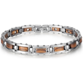 Гривна от зеброво дърво и стомана | Мъжки гривни от стомана