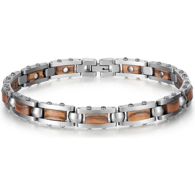 Гривна от зеброво дърво и стомана | Мъжки гривни от стомана