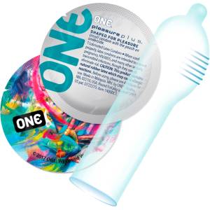 ONE Pleasure Plus - презерватив с вътрешни релефи (12 броя) - lovesexshop