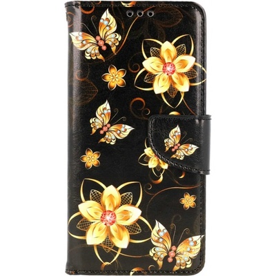 TopQ Pouzdro Xiaomi Redmi Note 8 Pro knížkové Zlaté květy