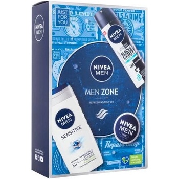Nivea Men Zone sprchový gel Men Sensitive 250 ml + antiperspirant Men Black & White Invisible Fresh 150 ml + univerzální krém Men Creme 30 ml ddarčeková sada