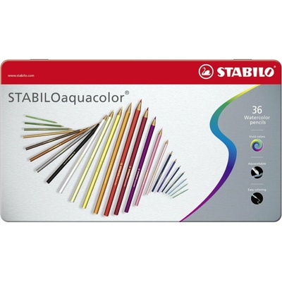 Pastelky STABILO aquacolor, sada 36 ks v kovovém pouzdru