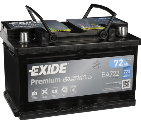 Exide Premium 12V 72Ah 720A EA722