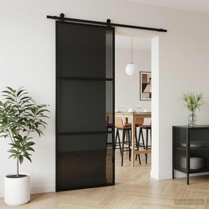 vidaXL Преплъзваща се врата 76 x 205 cm Закалено стъкло и алуминий (42054108)