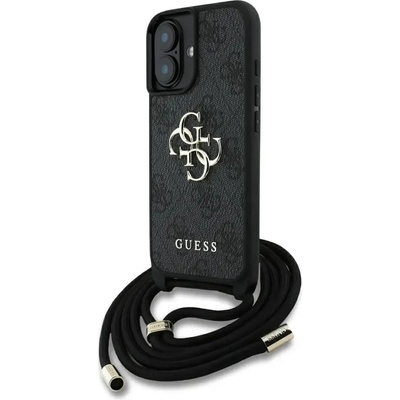 GUESS 4G калъф с голямо лого и щампа през тялото за iPhone 16 Plus черен (3666339434274)