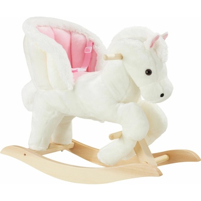 Tectake hojdací koník s plyšom ružová/biela
